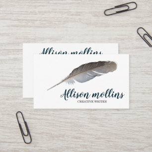Modern Creative Writer Feather Logo Visitenkarte