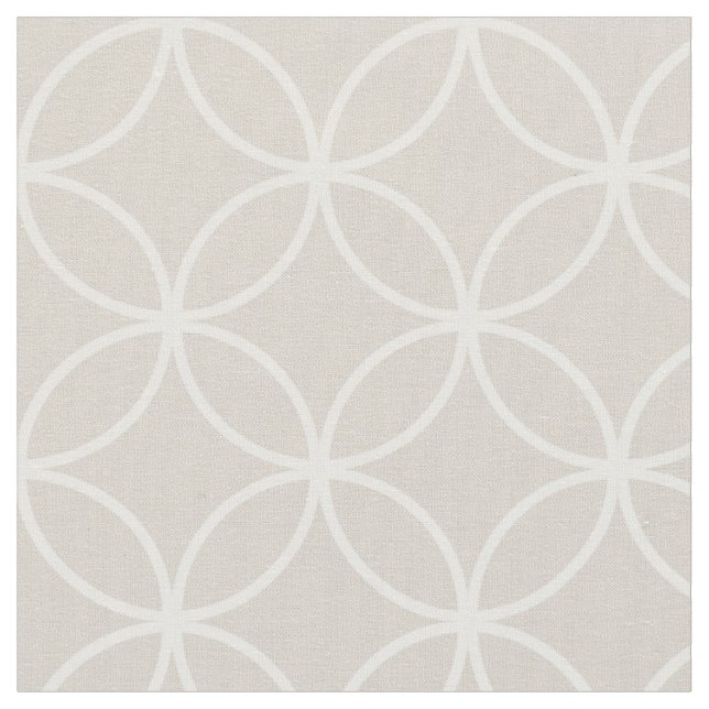 Modern Creme and White Circle Diamond Muster Stoff (Nahaufnahme)