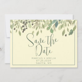 Modern Creme & Eukalyptus Save the Date