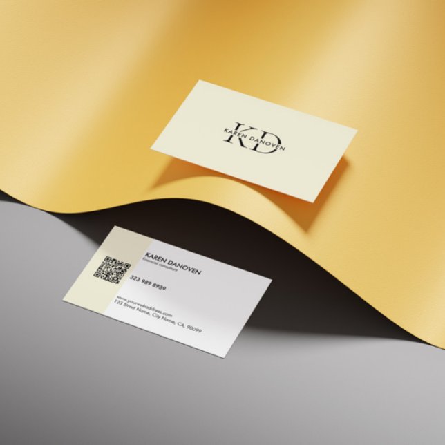 Modern Creme Monogram Beruflich Visitenkarte (Von Creator hochgeladen)