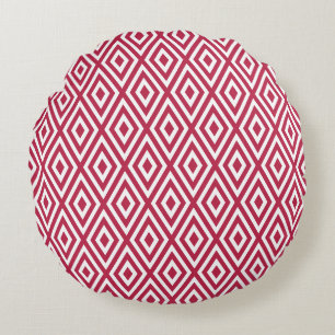 Modern Crimson Red Geometric Muster Rundes Kissen