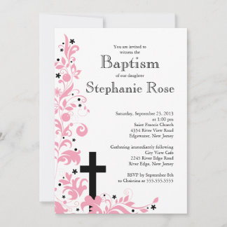 Modern Cross-Rosa Blume Bridal Dusche Einladung