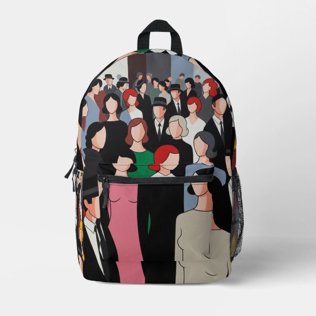 Modern Crowd Art Print Cut Sew Bag Bedruckter Rucksack (Vorderseite)