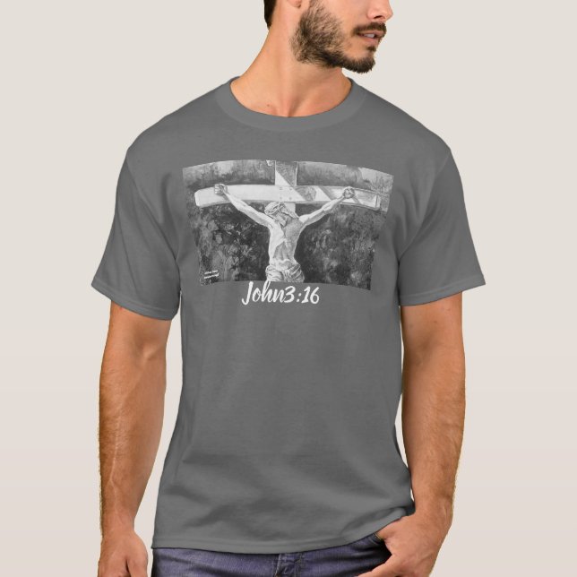 MODERN CRUCIFIX ART Taufe/Church Grau T-Shirt (Vorderseite)