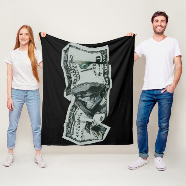 Modern Crumpled $ 100 Bill Design Fleecedecke (Beispiel)