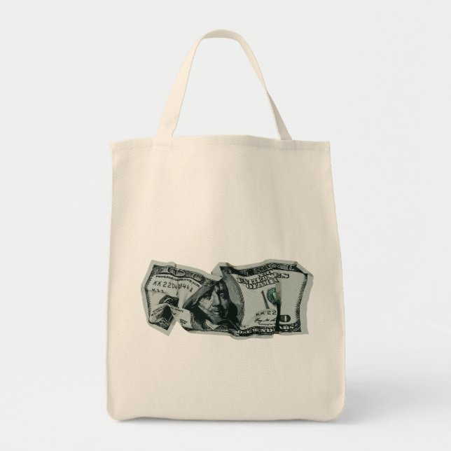 Modern Crumpled $ 100 Bill Design Tragetasche (Vorne)