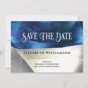 Modern Crystal Gemstones Blauer weißer Abschluss Save The Date