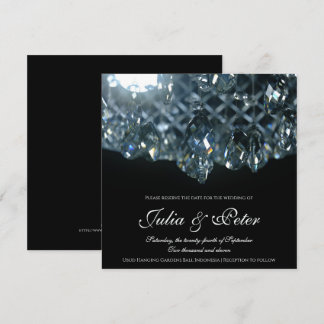 Modern Crystal Glass Chandelier Save the Date Card Einladung