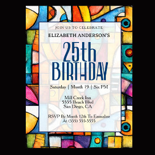 Modern Cubist 25. Geburtstag Einladung