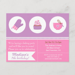Modern Cupcake Lila Pink Backen Geburtstagsparty Einladung