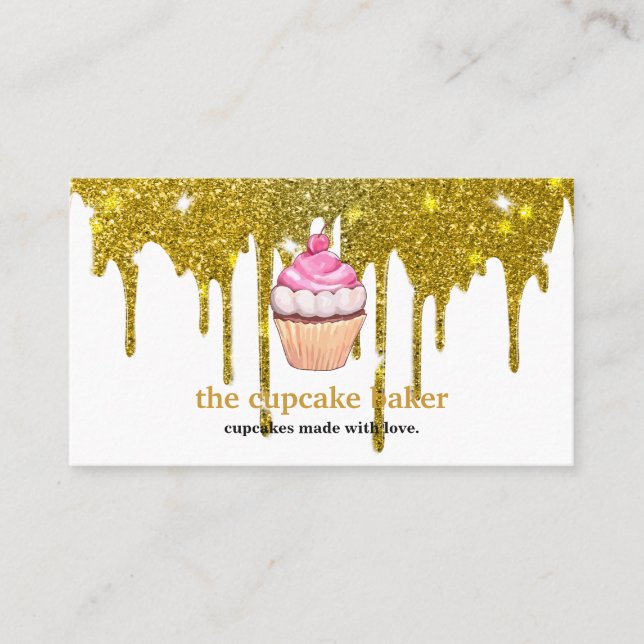 Modern Cupcake Logo Bäckerei Koch Catering Confett Visitenkarte (Vorderseite)