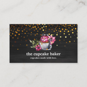 Modern Cupcake Logo Bakery Koch Catering Confetti Visitenkarte
