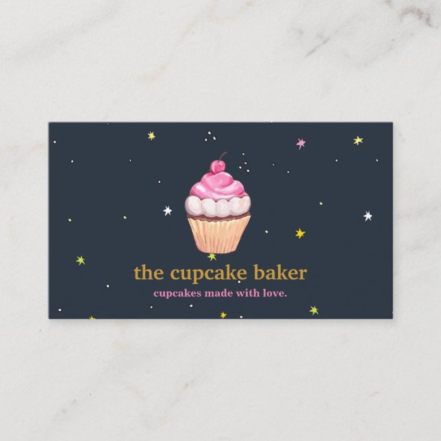 Modern Cupcake Logo Bakery Koch Catering Confetti Visitenkarte (Vorderseite)