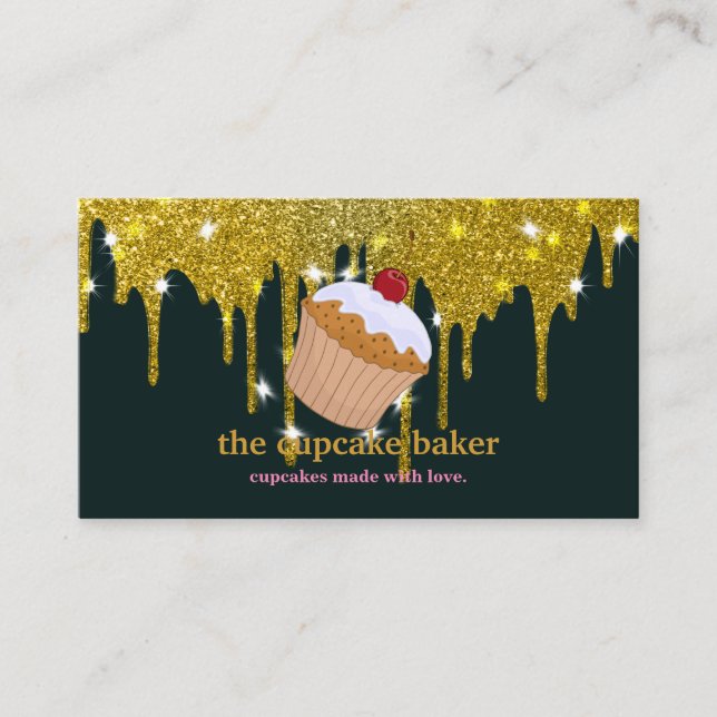 Modern Cupcake Logo Bakery Koch Catering Confetti Visitenkarte (Vorderseite)