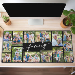 Modern Custom 14 Photo Collage Family Script Schreibtischunterlage