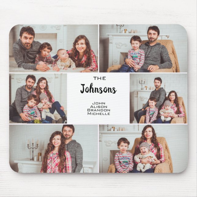 Modern Custom 6 Family Foto Collage Mousepad (Vorne)