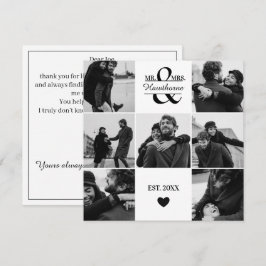 Modern custom 7 Paar Fotos with Monogram Feiertagskarte