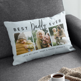 Modern Custom Best Daddy Ever | 3 Photo Lendenkissen