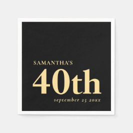 Modern Custom Black Gold 40. Name Datum Serviette