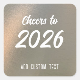 Modern Custom Brushed Metal 2026 New Years Party Quadratischer Aufkleber