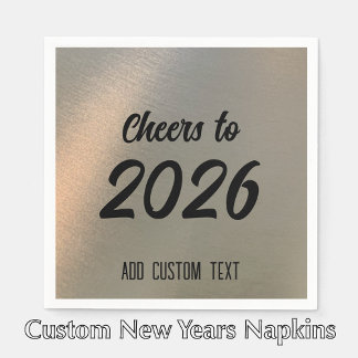Modern Custom Brushed Metal 2026 New Years Party Serviette
