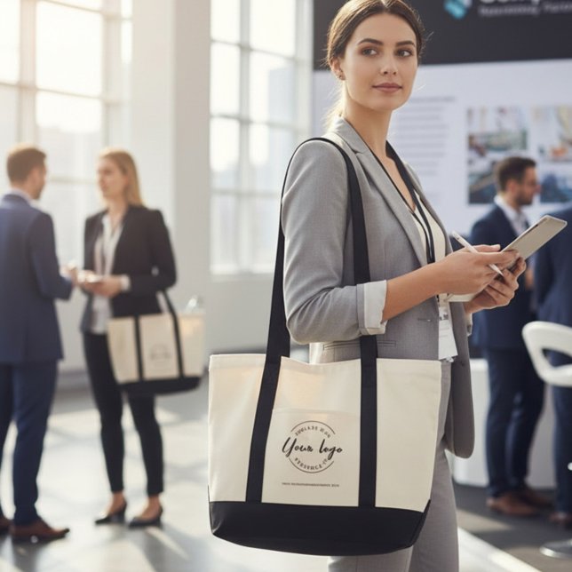 Modern Custom Business Logo and website  Tragetasche (Modern business branded trade show tote bags with website. Easy to use. no minimum orders.)