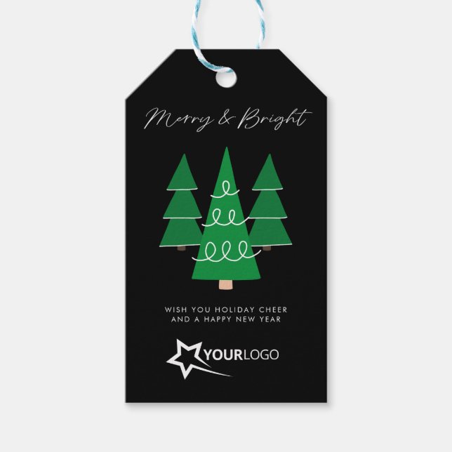 Modern Custom Business Logo Black Christmas Geschenkanhänger (Vorderseite)