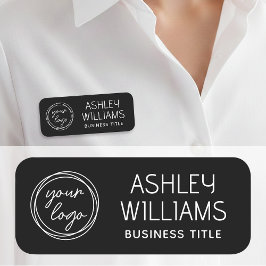 Modern Custom Business Logo Company Employee Black Namensschild