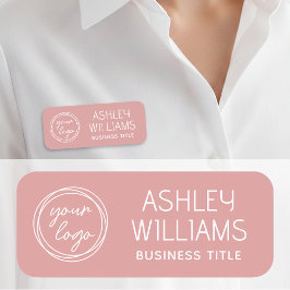 Modern Custom Business Logo Company Employee Pink Namensschild