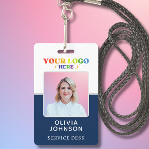 Modern Custom Business Logo Employee Foto Blue ID Ausweis