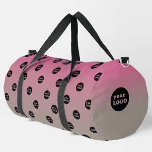 Modern Custom Business Logo Muster Ombre Pink Duffle Bag