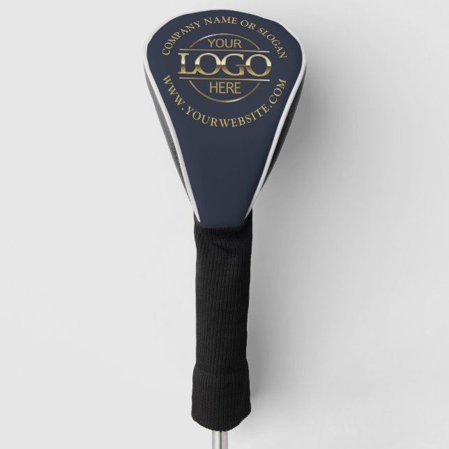 Modern Custom Business Logo Navy Blue Branded  Golf Headcover (Vorderseite)