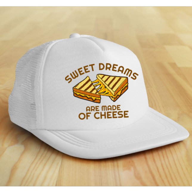 Modern Custom Cheese Bread Yellow Text Truckerkappe (Modern cheese lover trucker hat)