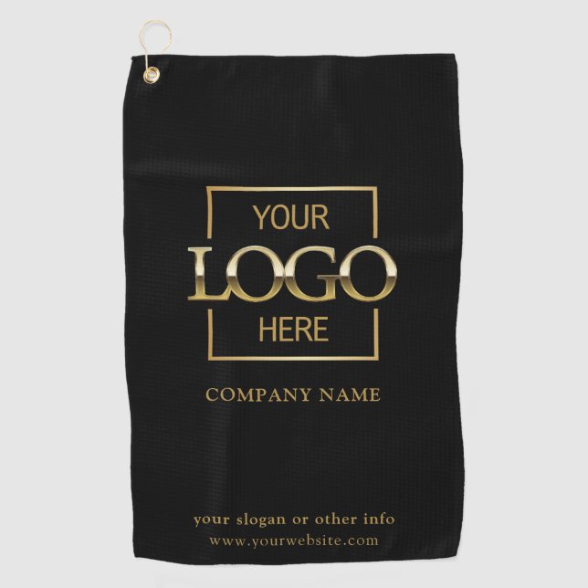 Modern Custom Company Business Logo Black Branded  Golfhandtuch (Vorderseite)