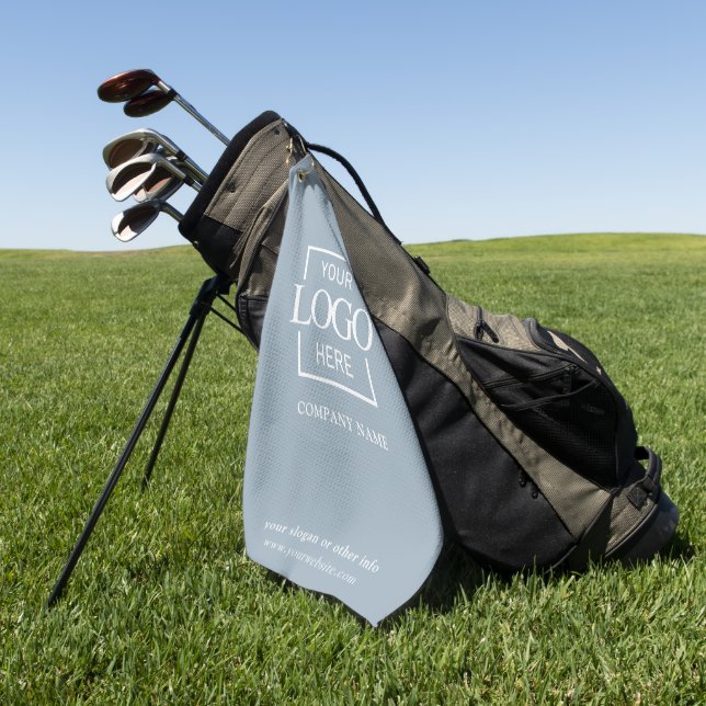 Modern Custom Company Business Logo Blue Branded  Golfhandtuch (Gras)