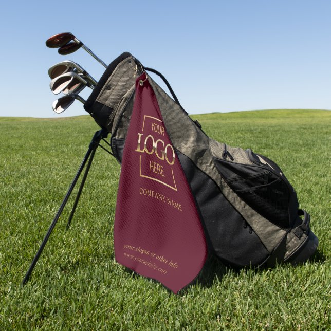 Modern Custom Company Business Logo Red Branded  Golfhandtuch (Gras)