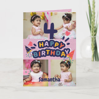Modern Custom Foto Name 4nd Happy Birthday Card Karte