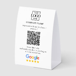 Modern Custom Google Reviews QR Code Tabletop Sign Tischaufsteller