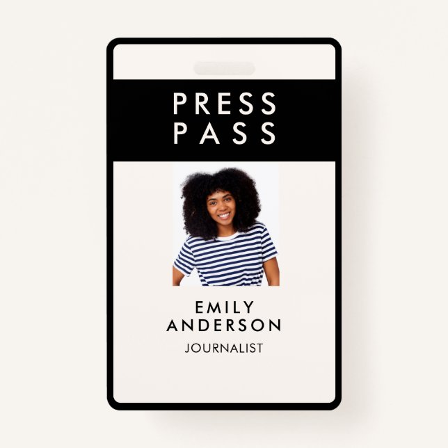 Modern Custom Journalist Press Pass Foto ID Logo Ausweis (Vorderseite)