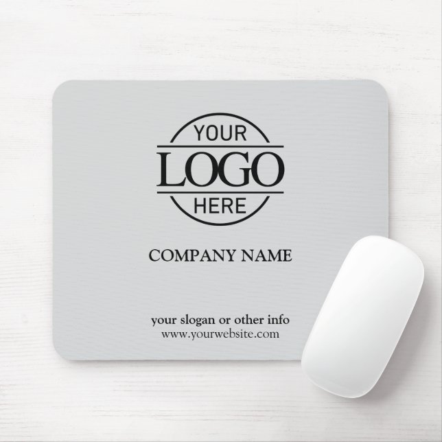 Modern Custom Light Gray Company Business Logo Mousepad (Mit Mouse)