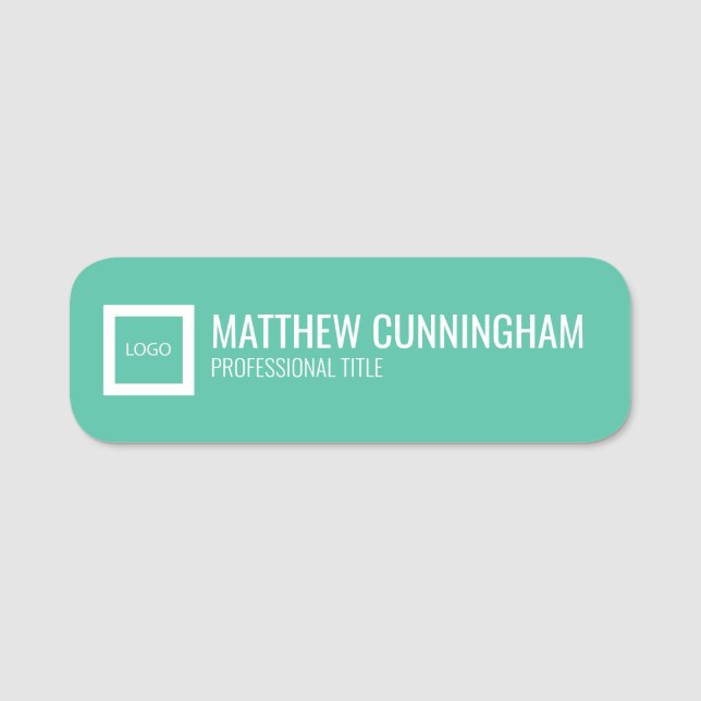 Modern Custom Logo Employee Name Job Title Namensschild (Vorderseite)