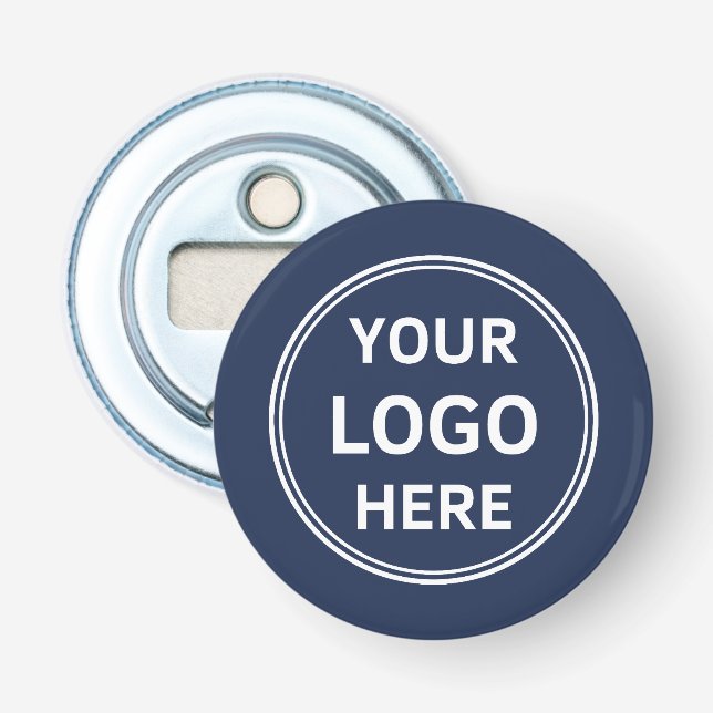 Modern Custom Logo Navy Blue Business Flaschenöffner (Vorderseite)