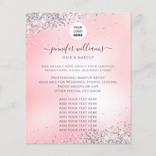 Modern Custom Logo Promoter Glitzer Rosa Flyer (Vorne)