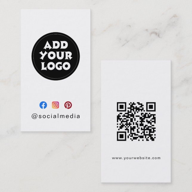 Modern Custom logo Social Media QR code website  Visitenkarte (Vorne/Hinten)