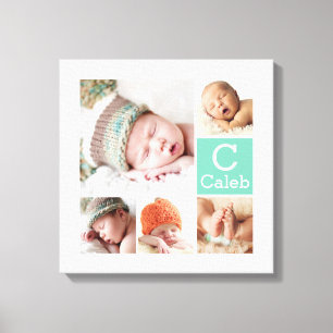 Modern Custom Monogram Family Foto Collage Leinwanddruck
