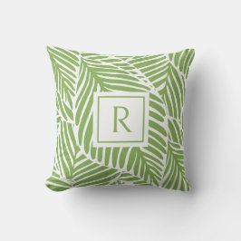 Modern Custom Monogram Green Blätter Kissen