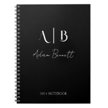 Modern Custom Monogram Initials Name Black