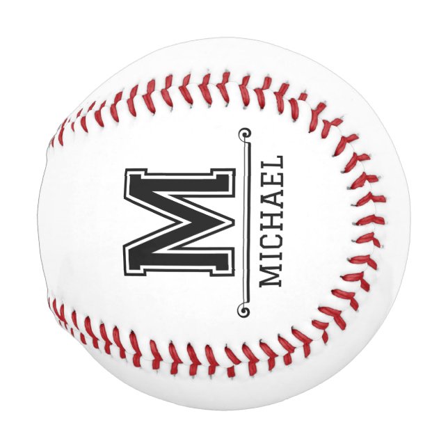 Modern Custom Monogram Name  Baseball (Vorne Rechts)