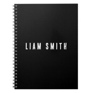 Modern Custom Monogram Name Black Notebook Notizblock