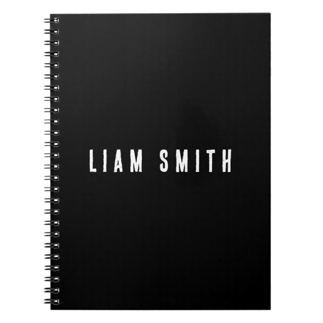 Modern Custom Monogram Name Black Notebook Notizblock (Vorderseite)
